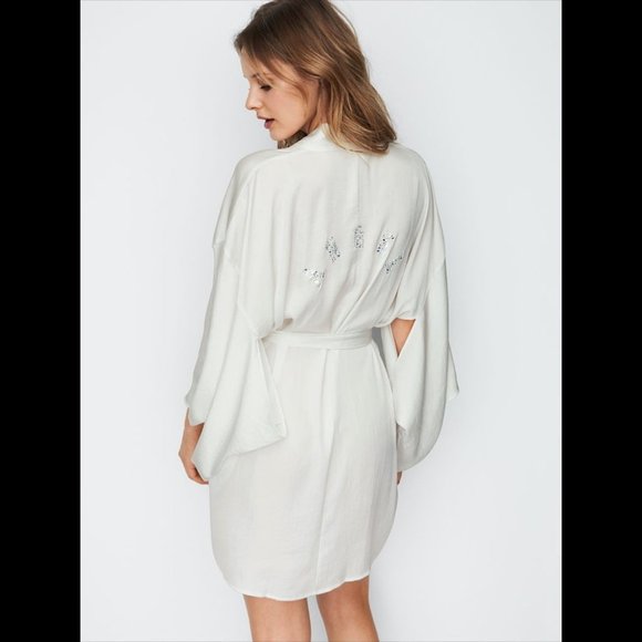 Dream Angels Satin Kimono Robe "ANGEL" Bling
